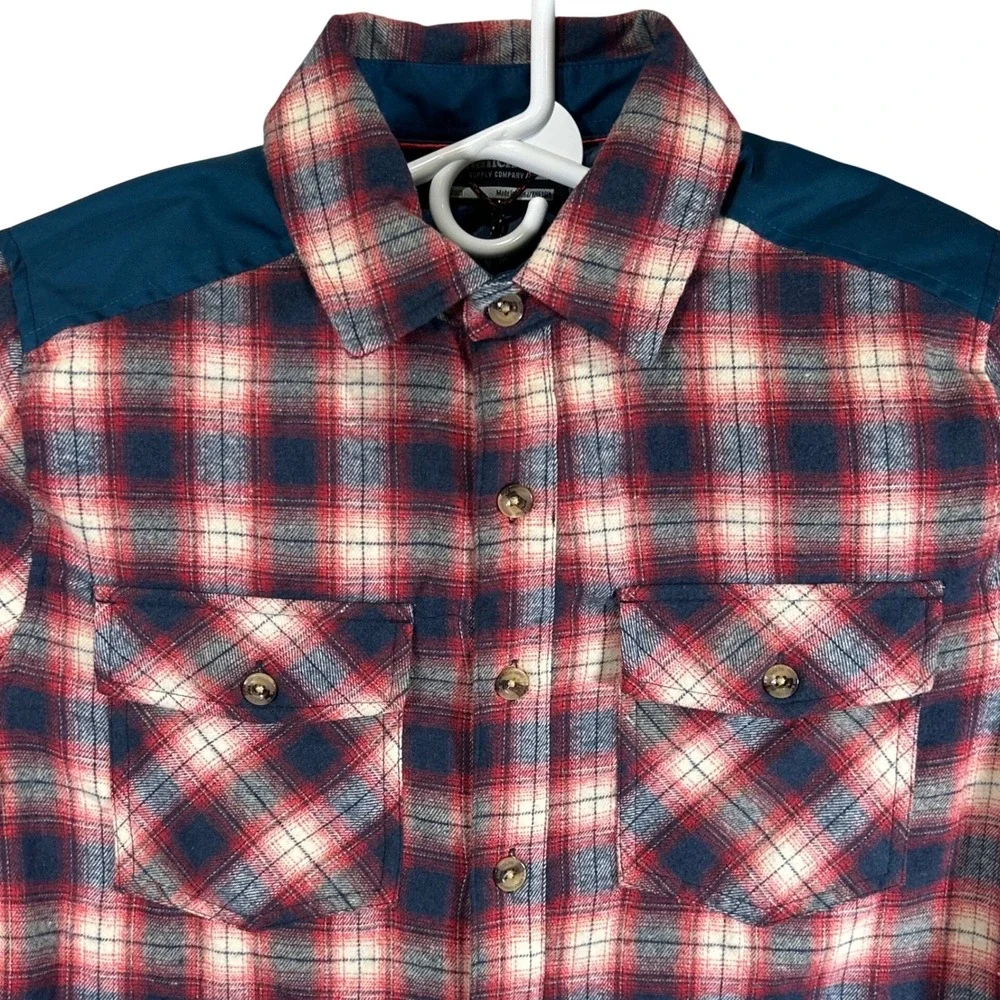 Avalanche Outdoor Supply Co Mens Medium Quilted Flannel Shirt Jacket Red Plaid